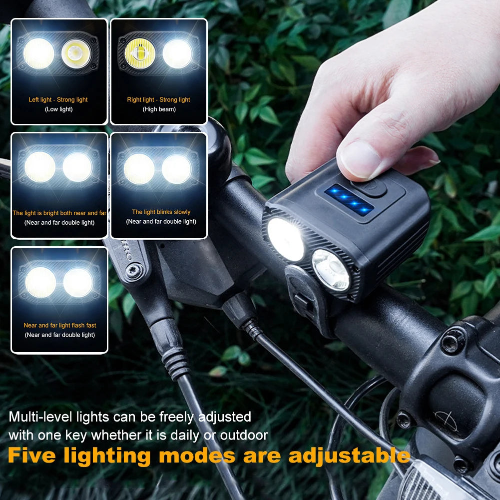 Bike Handlebar Flashlight High Beam Low Beam LED Cycling Lantern USB Charging MTB Road Bike Headlight 550LM Bicycle Accessories