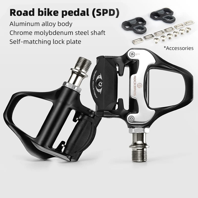 ROCKBROS SPD-Compatible Self-Locking Bike Pedals  9/16” Axle 2 Sealed Bearings Durable Aluminum for Road Cycling Bicycle Parts