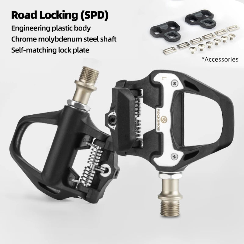ROCKBROS SPD-Compatible Self-Locking Bike Pedals  9/16” Axle 2 Sealed Bearings Durable Aluminum for Road Cycling Bicycle Parts