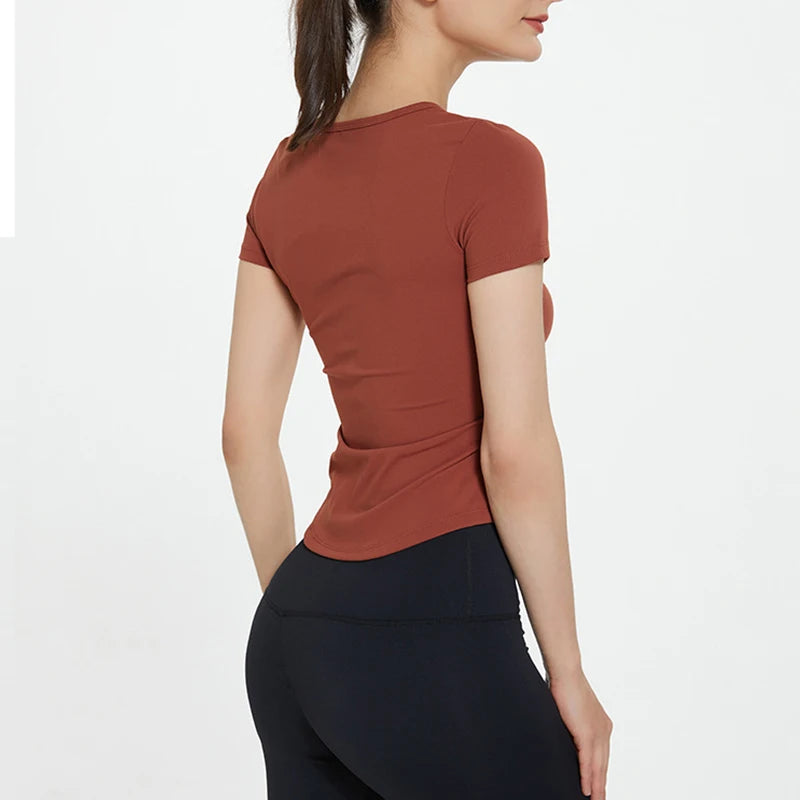 Quick-Dry Yoga T-shirt Fitness Tops Women Summer Slim Exercise Training Running Sportswear Short/Long Sleeved Crossfit Shirt