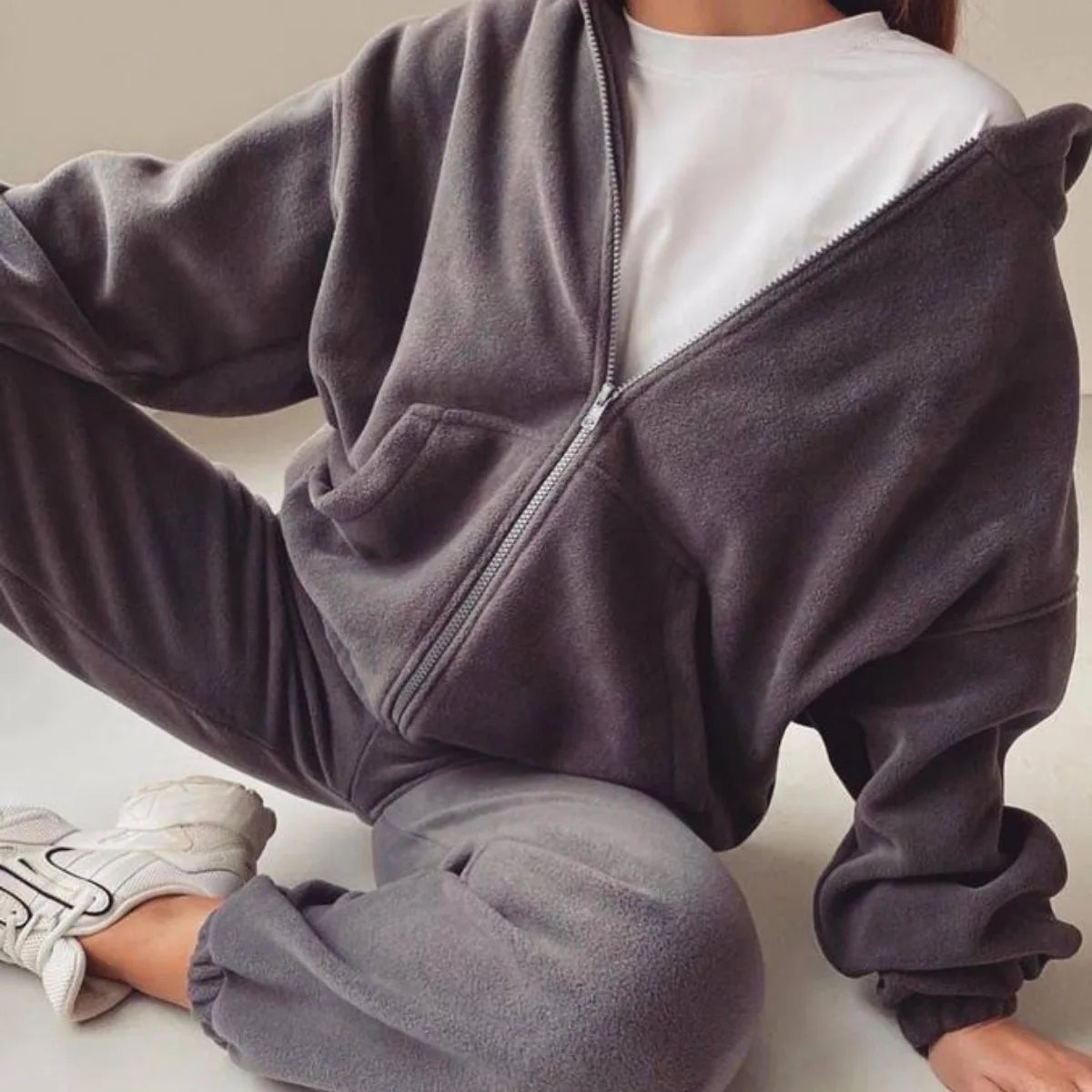 2pcs/Set New Women's Loose Sports Casual Sweater Suit Two-Piece Streetwear Pants Suit Sports Pullover
